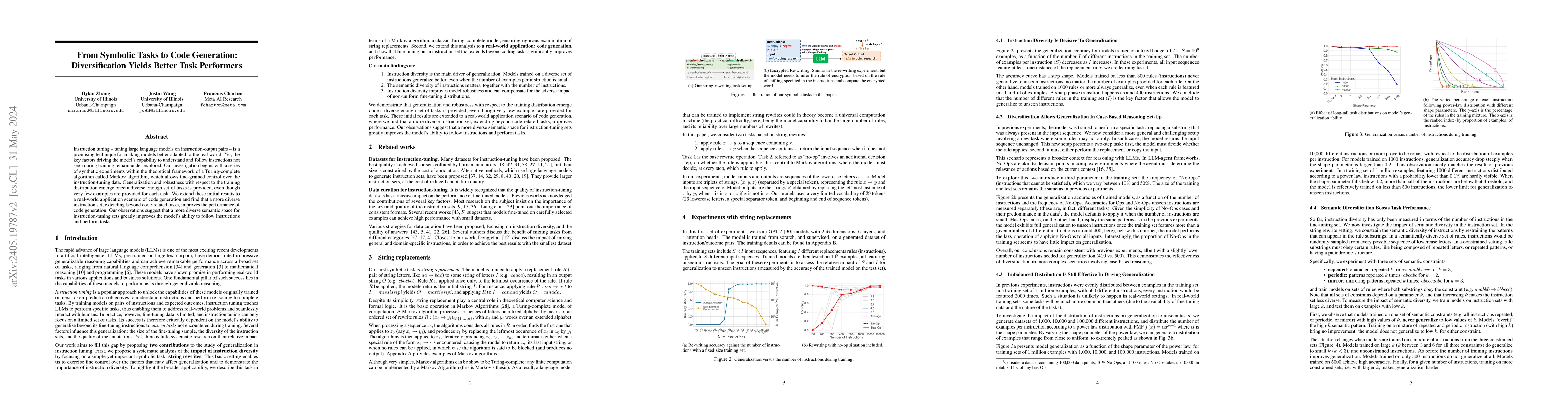 Thumbnail for From Symbolic Tasks to Code Generation: Diversification Yields Better
  Task Performers