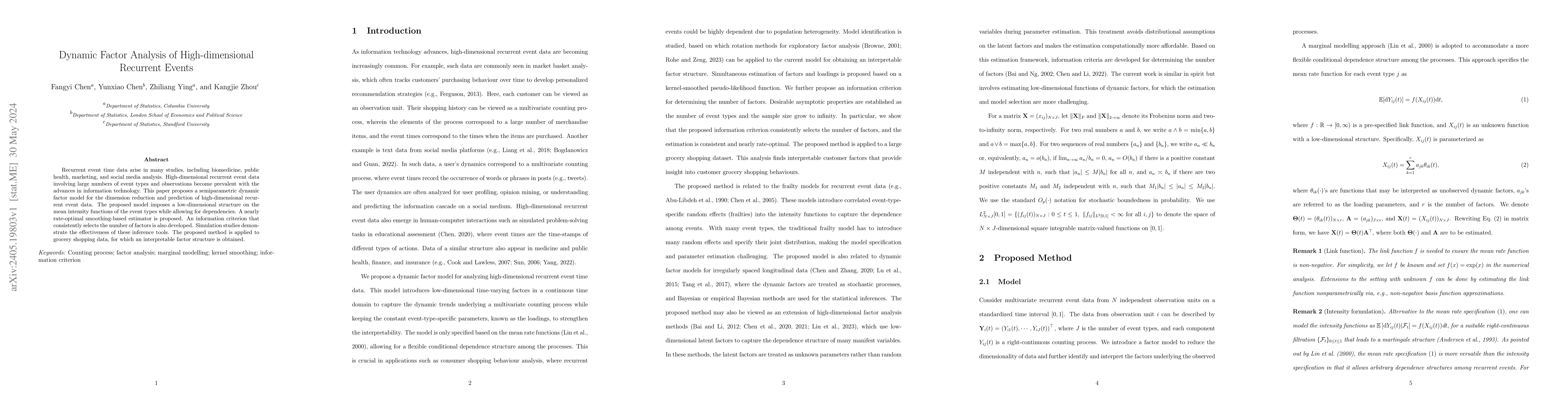 Thumbnail for Dynamic Factor Analysis of High-dimensional Recurrent Events