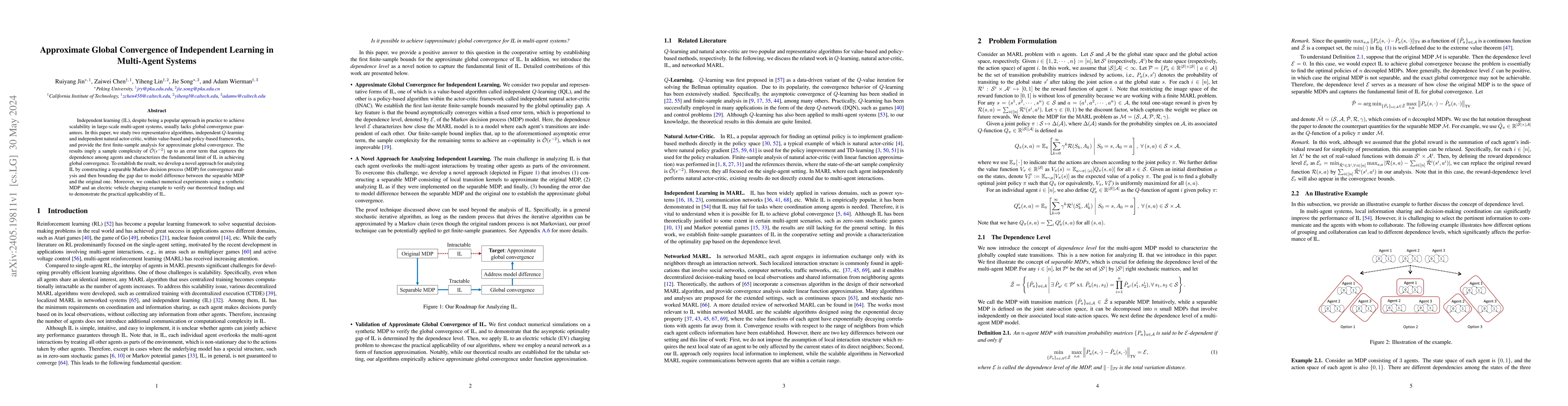 Thumbnail for Approximate Global Convergence of Independent Learning in Multi-Agent
  Systems