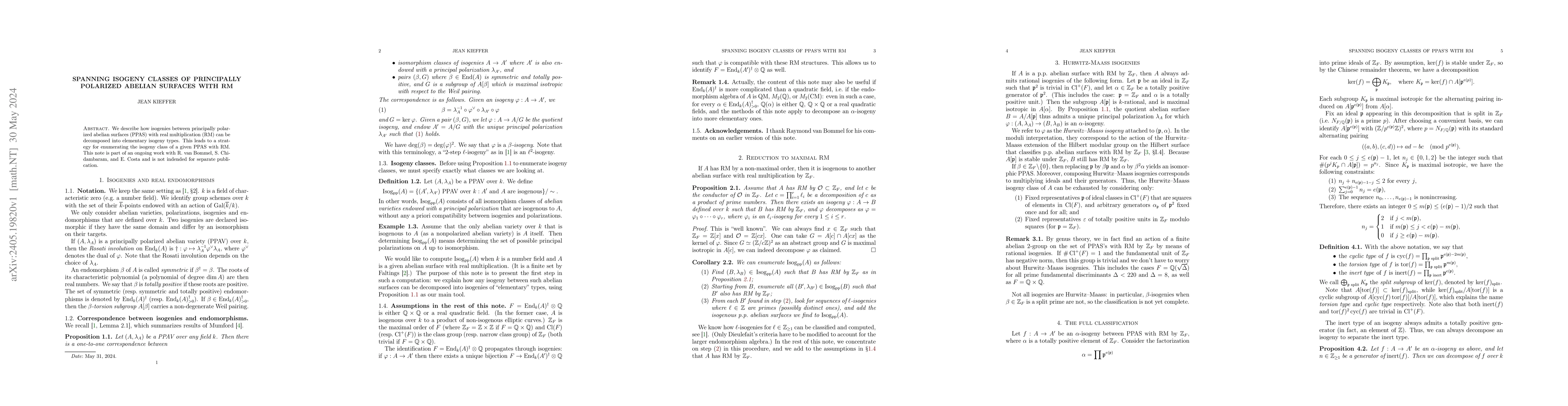 Thumbnail for Spanning isogeny classes of principally polarized abelian surfaces with
  RM