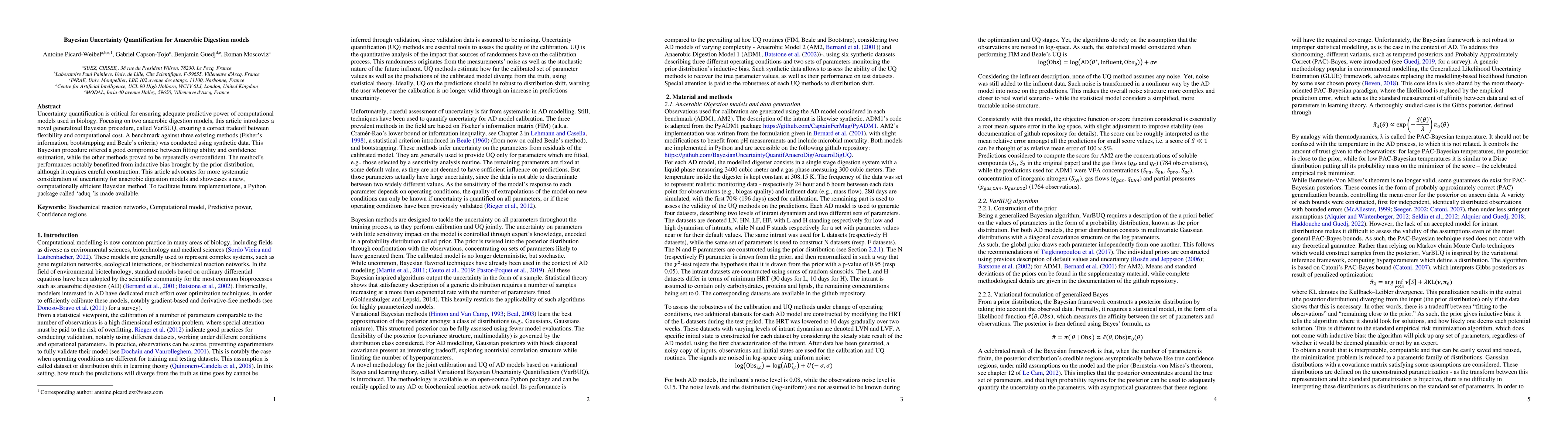 Thumbnail for Bayesian Uncertainty Quantification for Anaerobic Digestion models