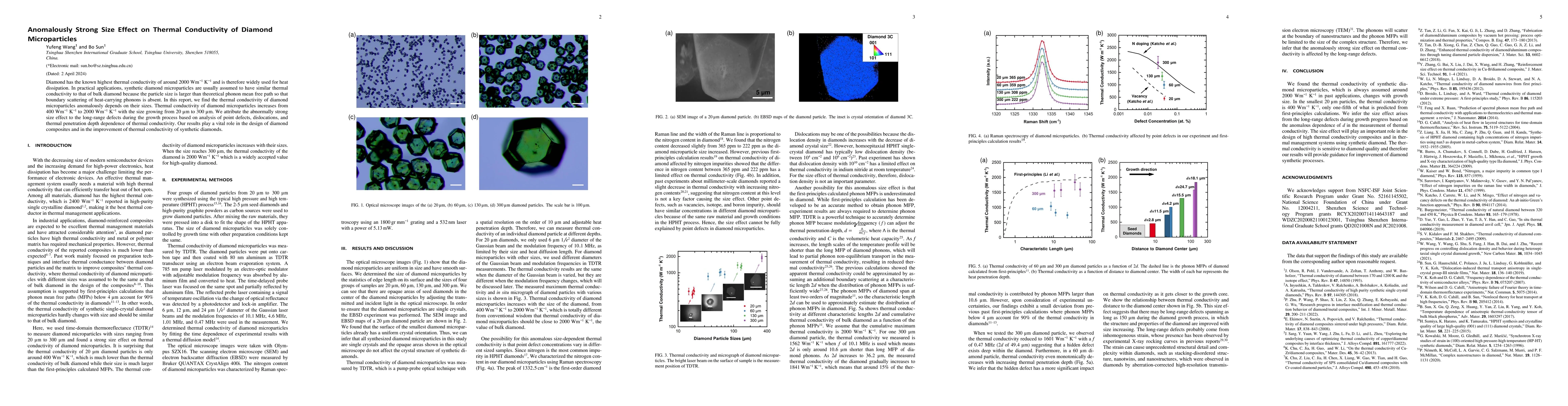 Thumbnail for Anomalously Strong Size Effect on Thermal Conductivity of Diamond
  Microparticles