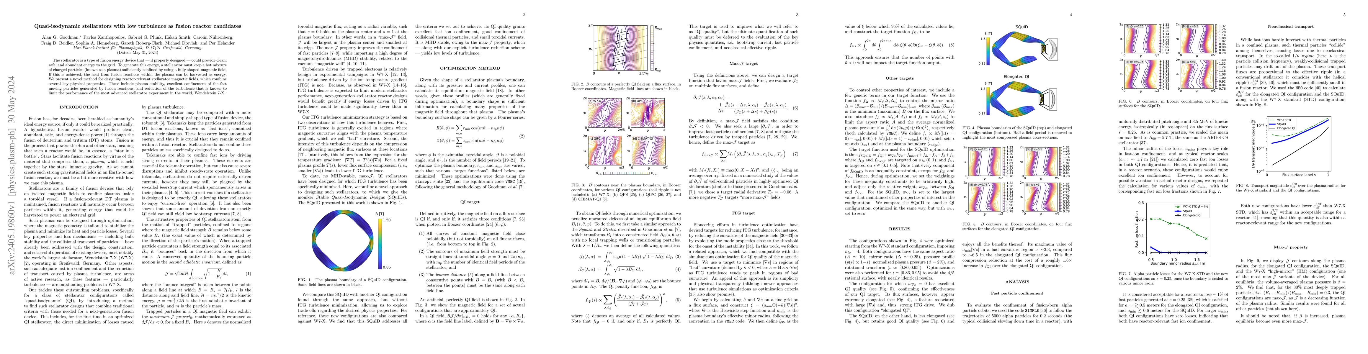 Thumbnail for Quasi-isodynamic stellarators with low turbulence as fusion reactor
  candidates