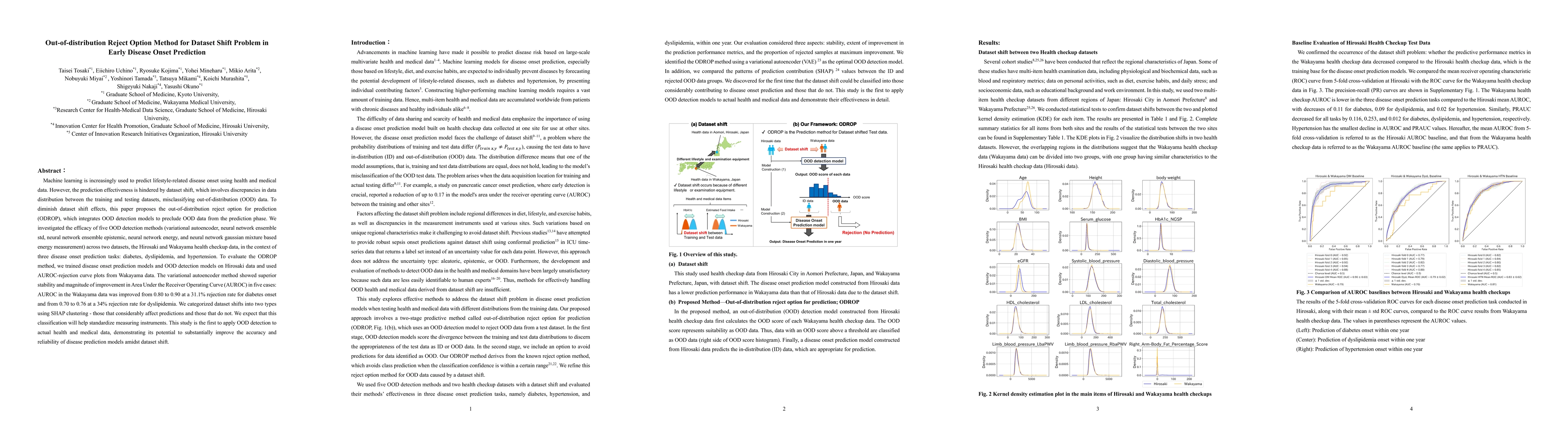 Thumbnail for Out-of-distribution Reject Option Method for Dataset Shift Problem in
  Early Disease Onset Prediction