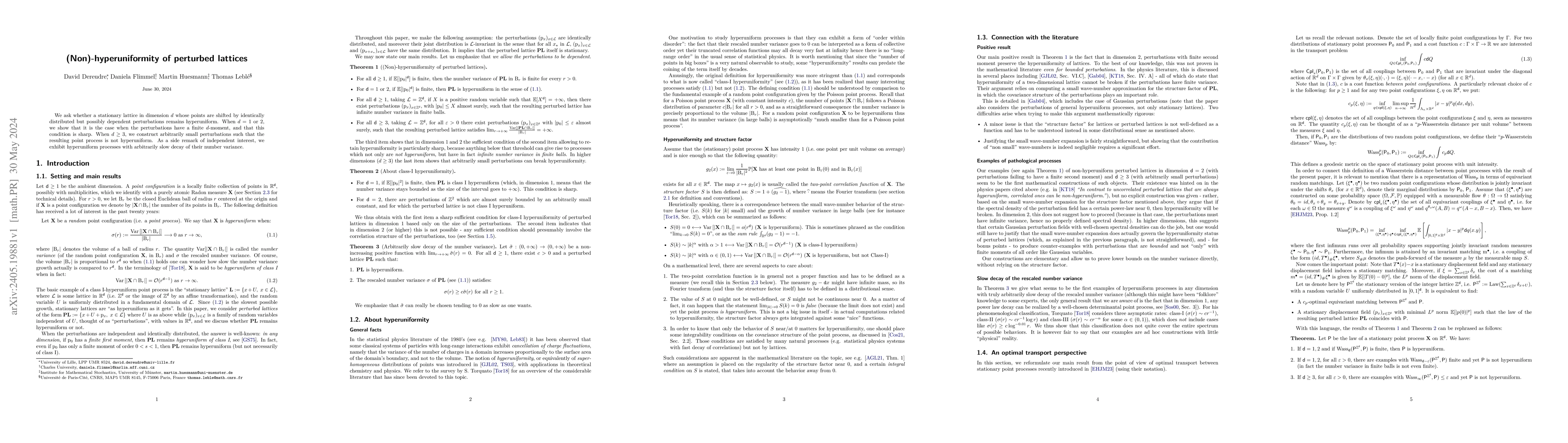 Thumbnail for (Non)-hyperuniformity of perturbed lattices