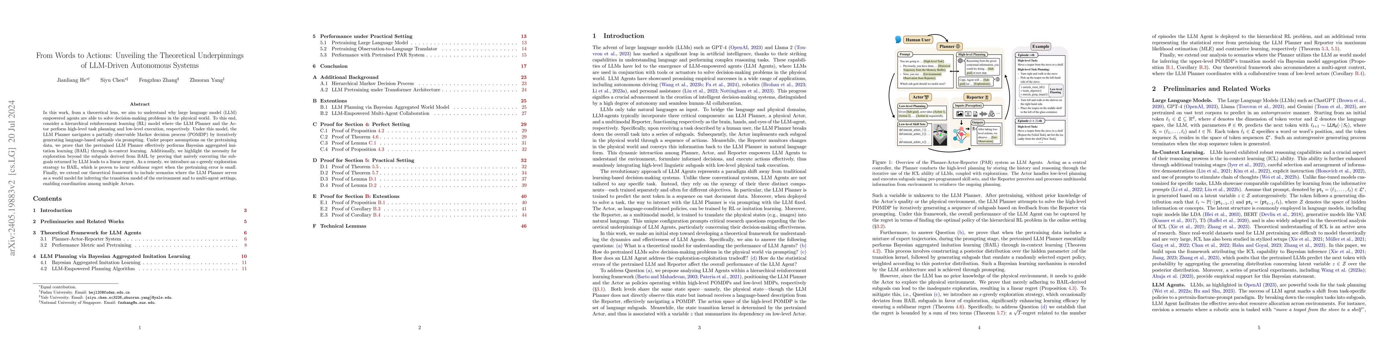 Thumbnail for From Words to Actions: Unveiling the Theoretical Underpinnings of
  LLM-Driven Autonomous Systems