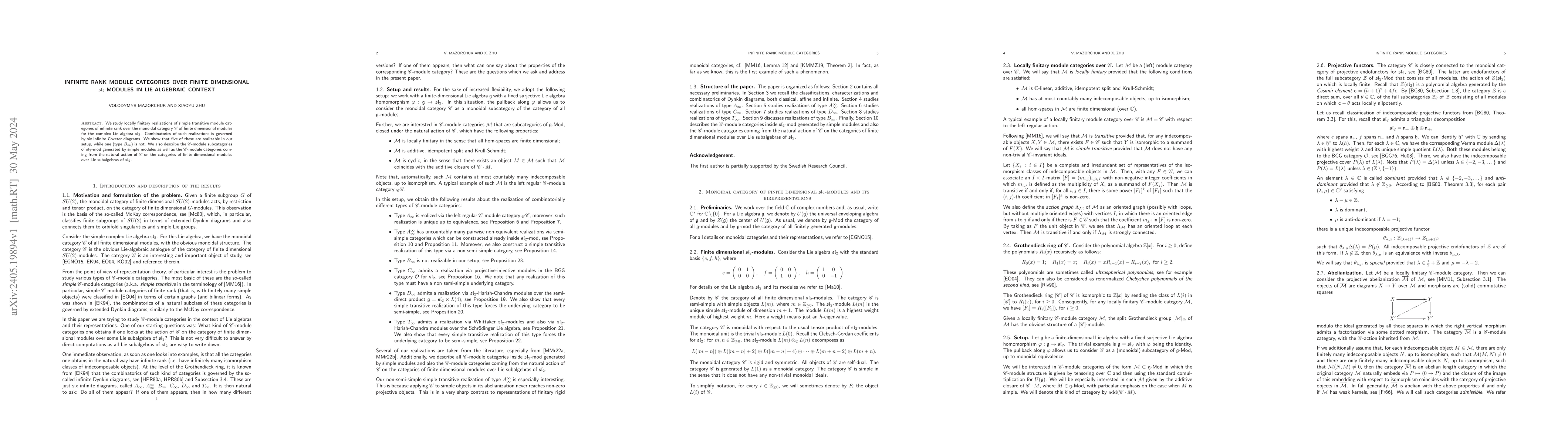 Thumbnail for Infinite rank module categories over finite dimensional
  $\mathfrak{sl}_2$-modules in Lie-algebraic context