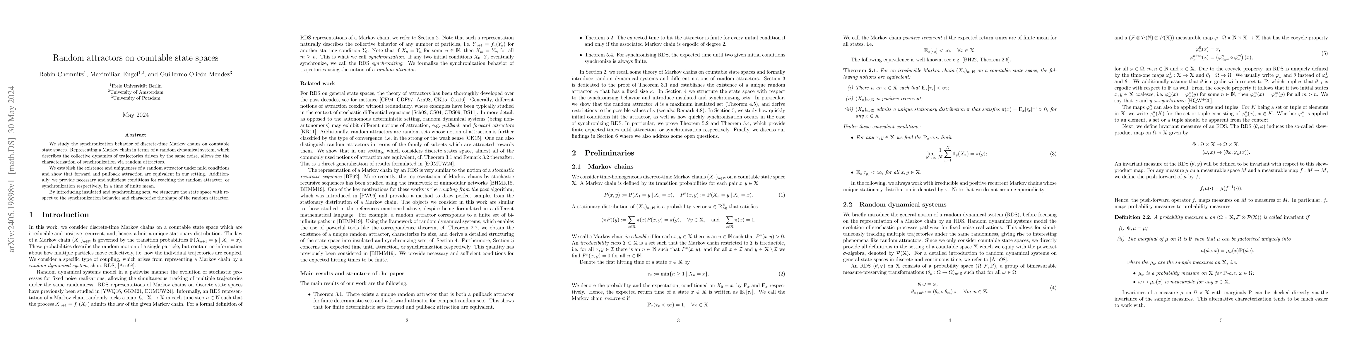Thumbnail for Random attractors on countable state spaces