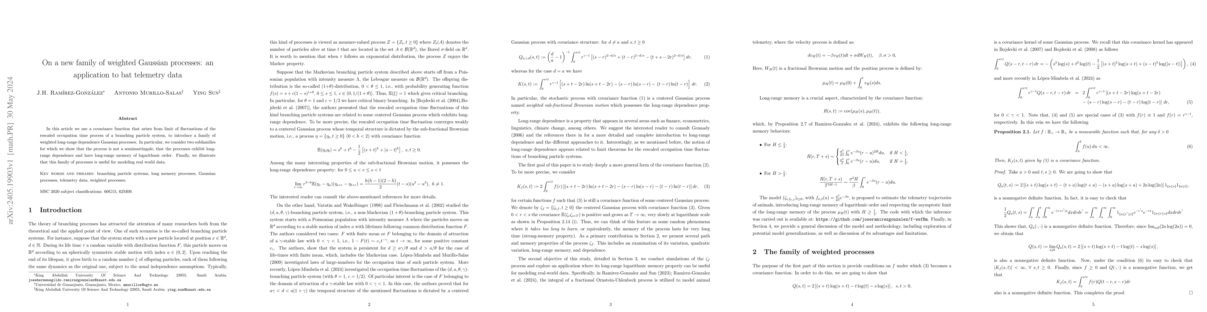 Thumbnail for On a new family of weighted Gaussian processes: an application to bat
  telemetry data