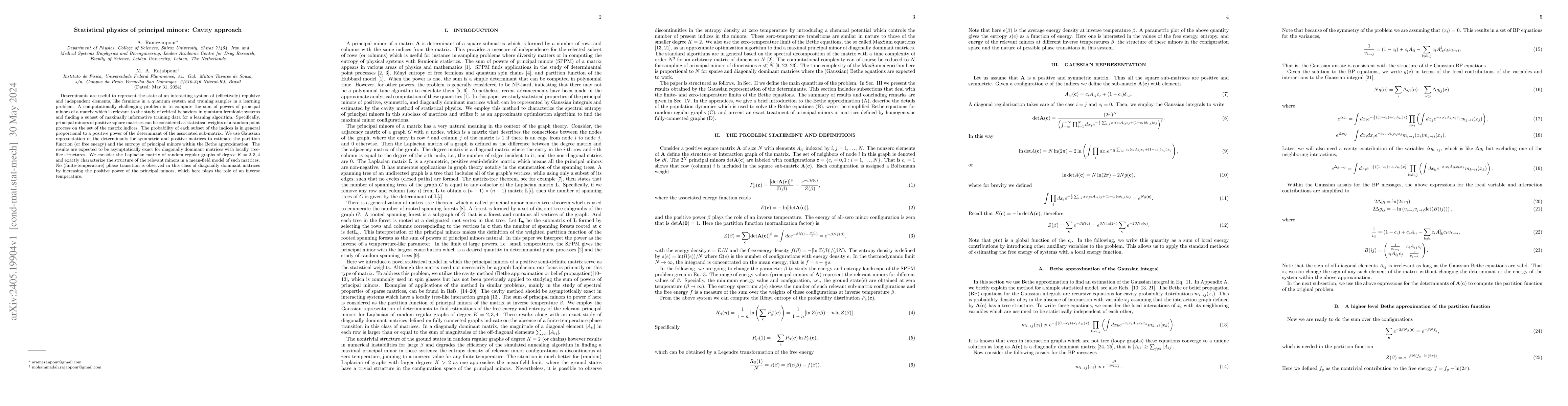 Thumbnail for Statistical physics of principal minors: Cavity approach