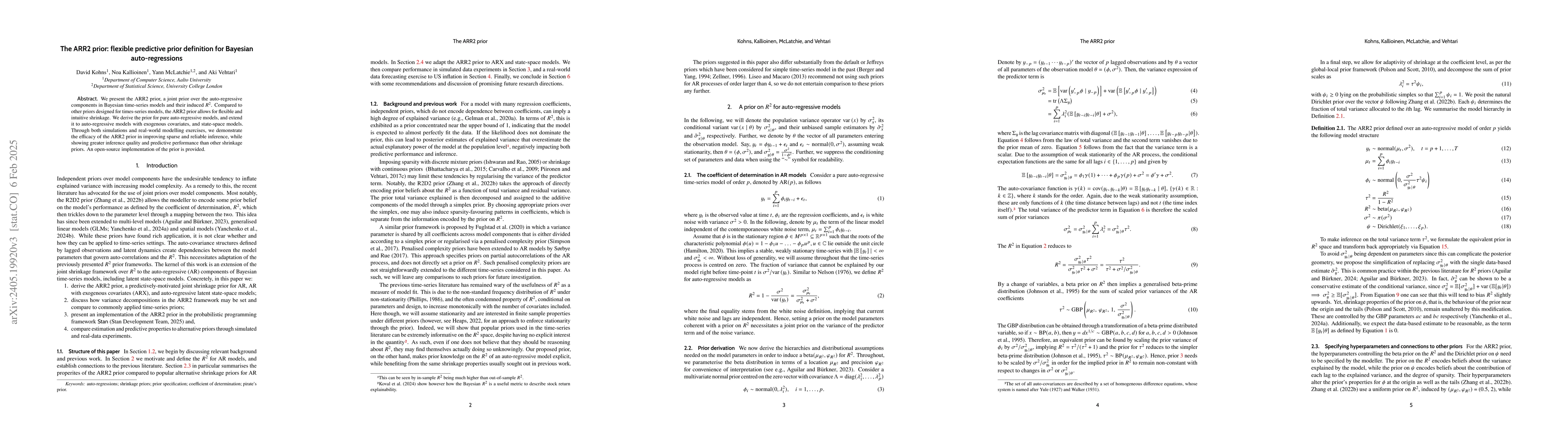 Thumbnail for The ARR2 prior: flexible predictive prior definition for Bayesian
  auto-regressions