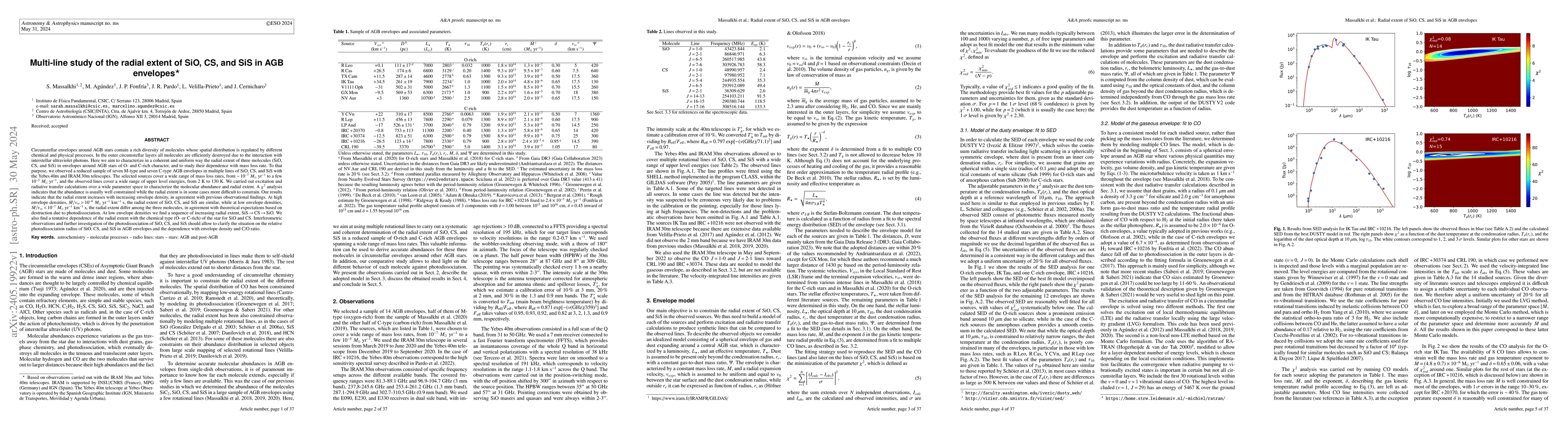 Thumbnail for Multi-line study of the radial extent of SiO, CS, and SiS in AGB
  envelopes