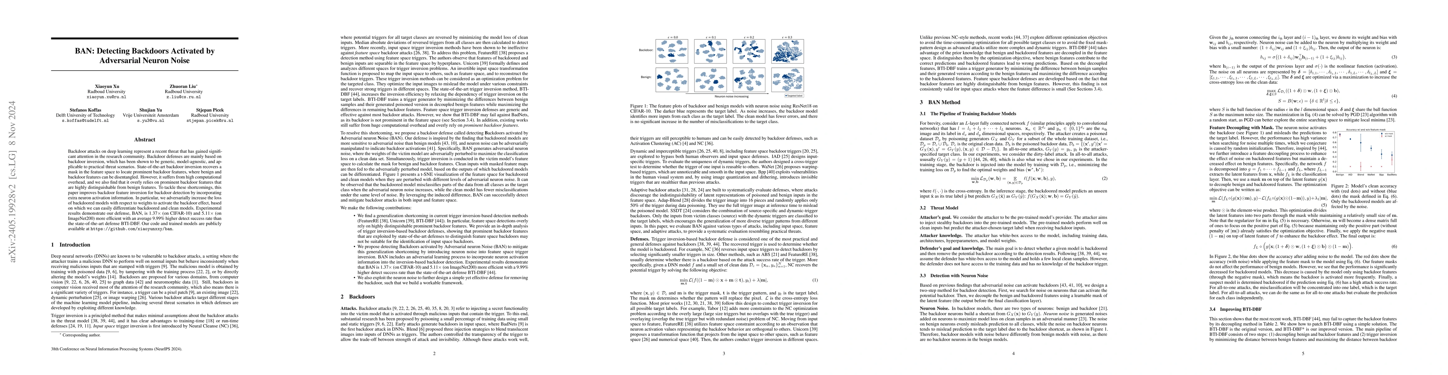 Thumbnail for BAN: Detecting Backdoors Activated by Adversarial Neuron Noise