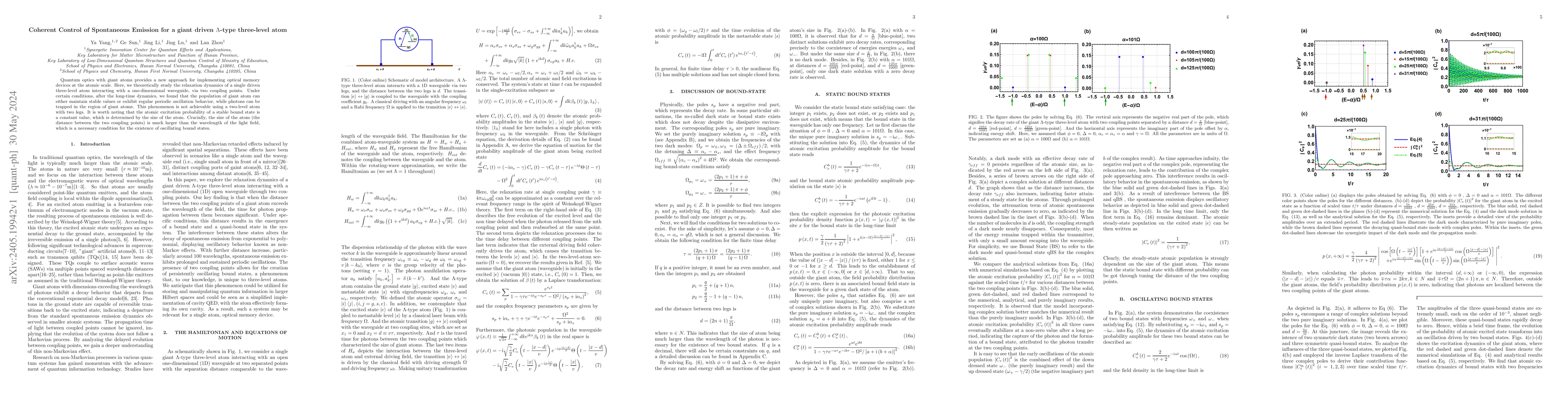 Thumbnail for Coherent Control of Spontaneous Emission for a giant driven $\Lambda
  $-type three-level atom