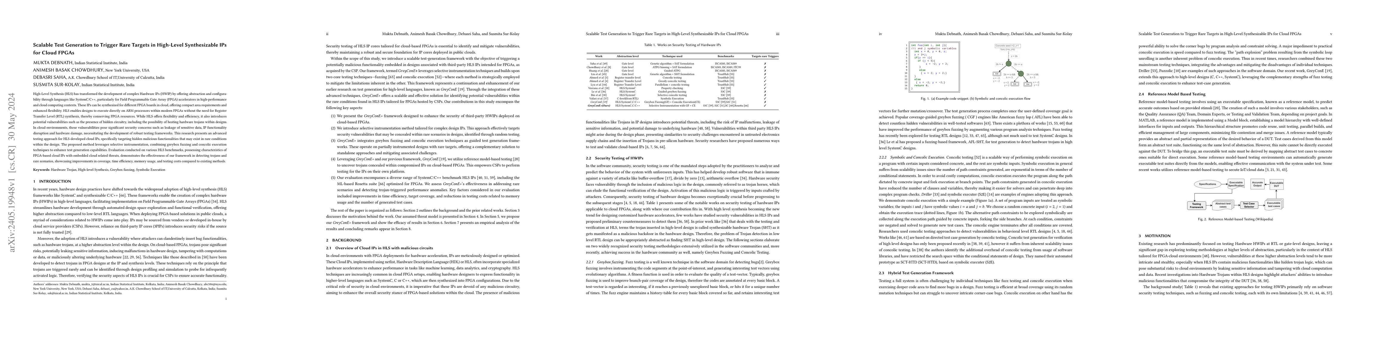 Thumbnail for Scalable Test Generation to Trigger Rare Targets in High-Level
  Synthesizable IPs for Cloud FPGAs