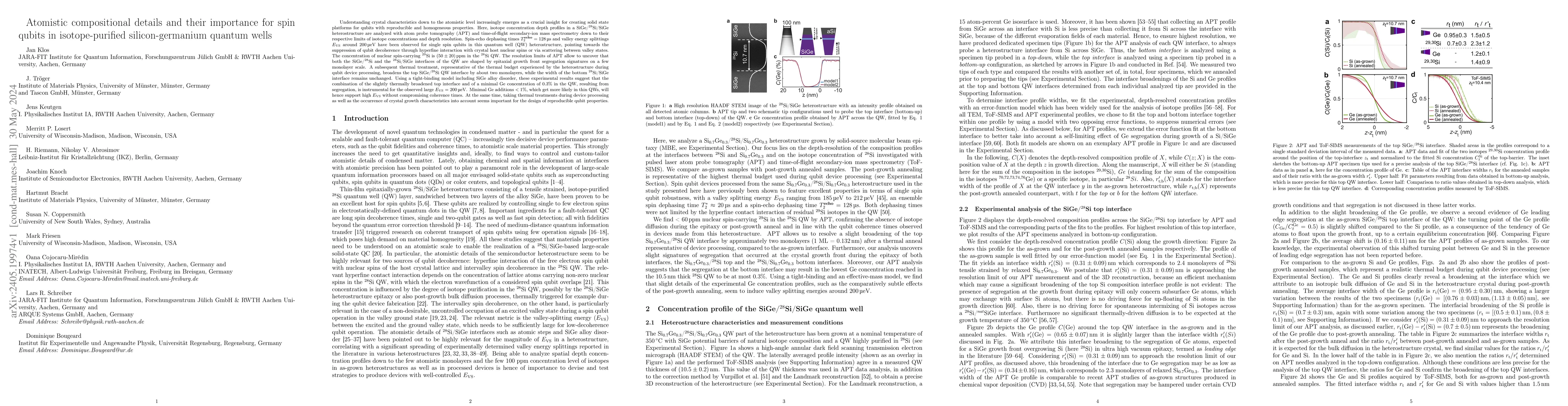 Thumbnail for Atomistic compositional details and their importance for spin qubits in
  isotope-purified silicon-germanium quantum wells