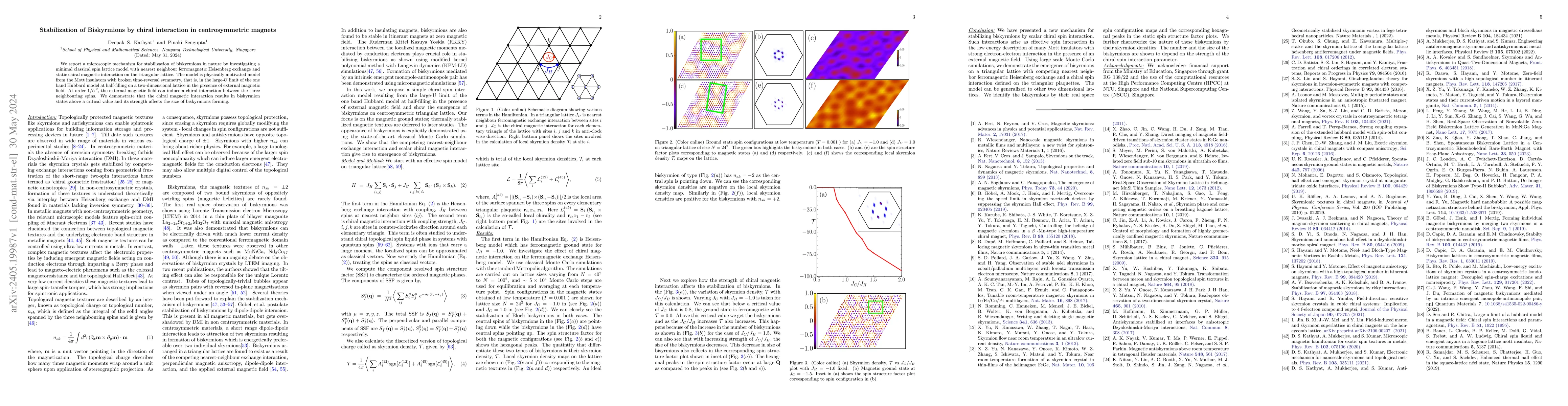Thumbnail for Stabilization of Biskyrmions by chiral interaction in centrosymmetric
  magnets