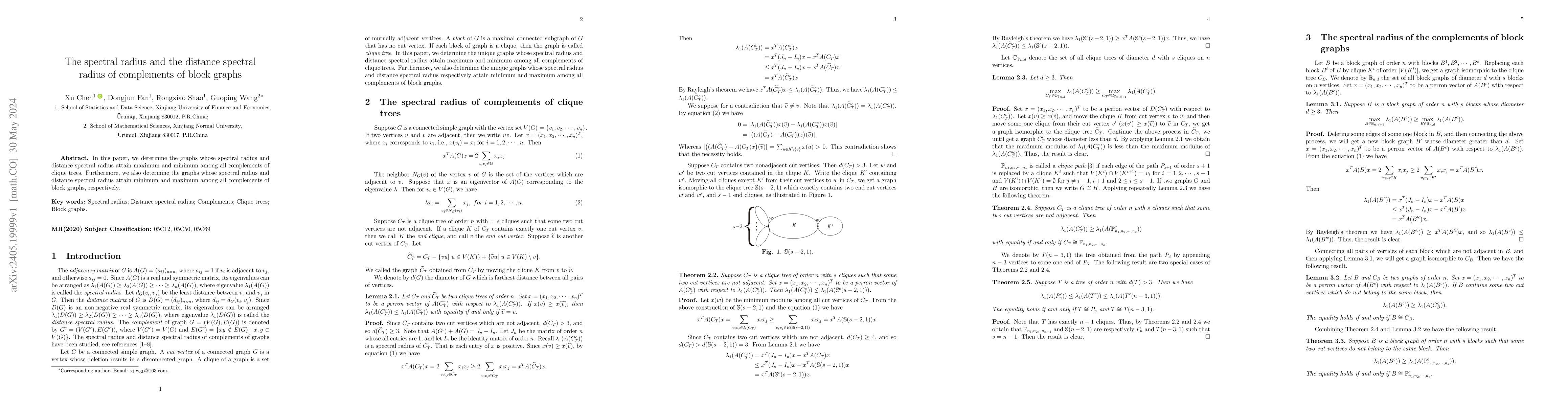 Thumbnail for The spectral radius and the distance spectral radius of complements of
  block graphs