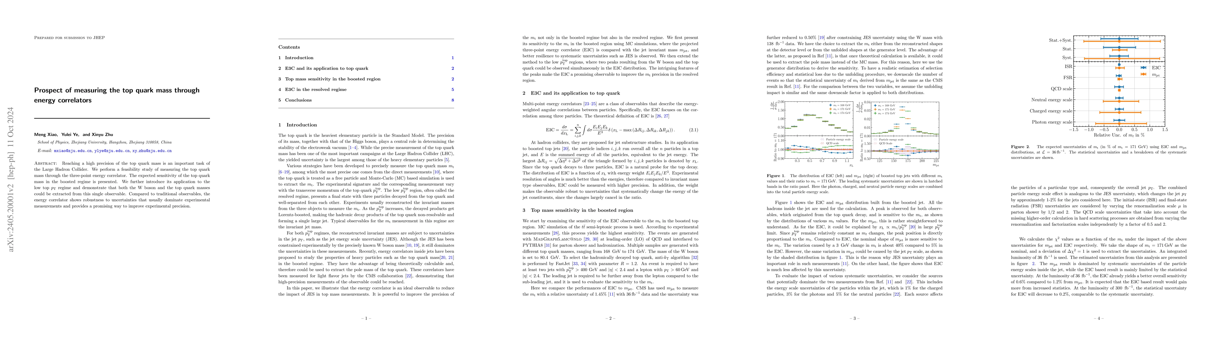 Thumbnail for Prospect of measuring the top quark mass through energy correlators