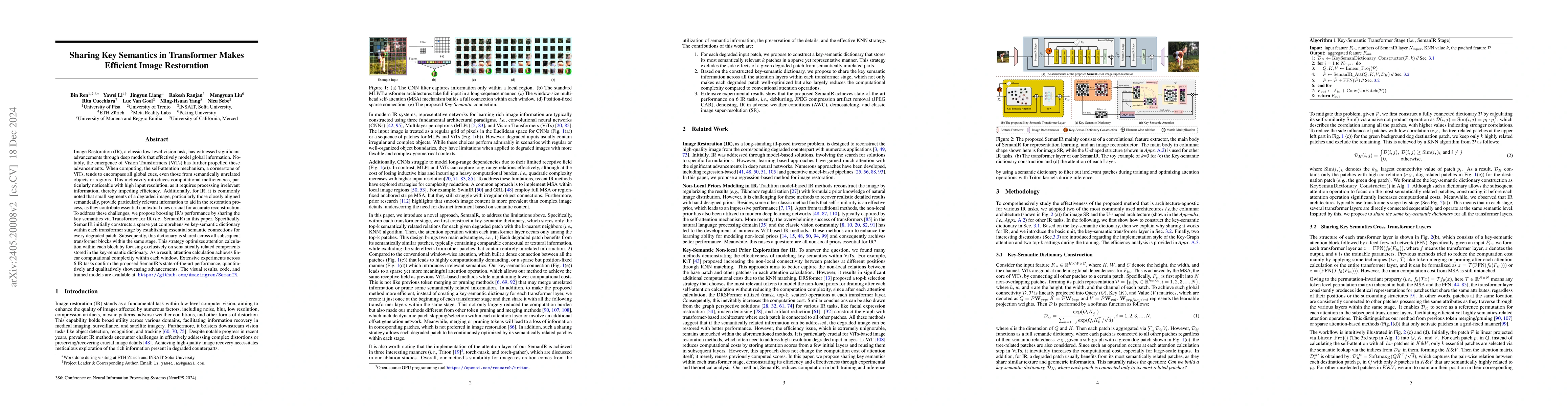 Thumbnail for Sharing Key Semantics in Transformer Makes Efficient Image Restoration