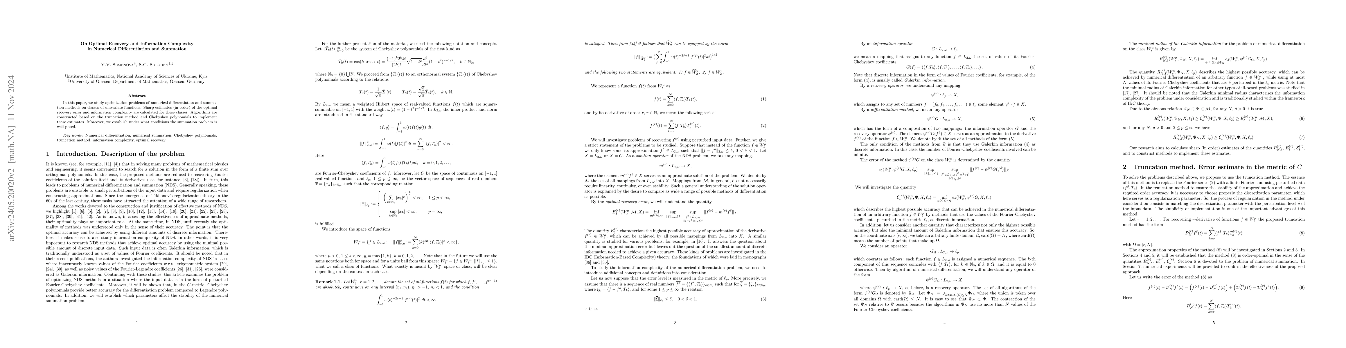 Thumbnail for About truncated Chebyshev spectral method for solving numerical
  differentiation and summation