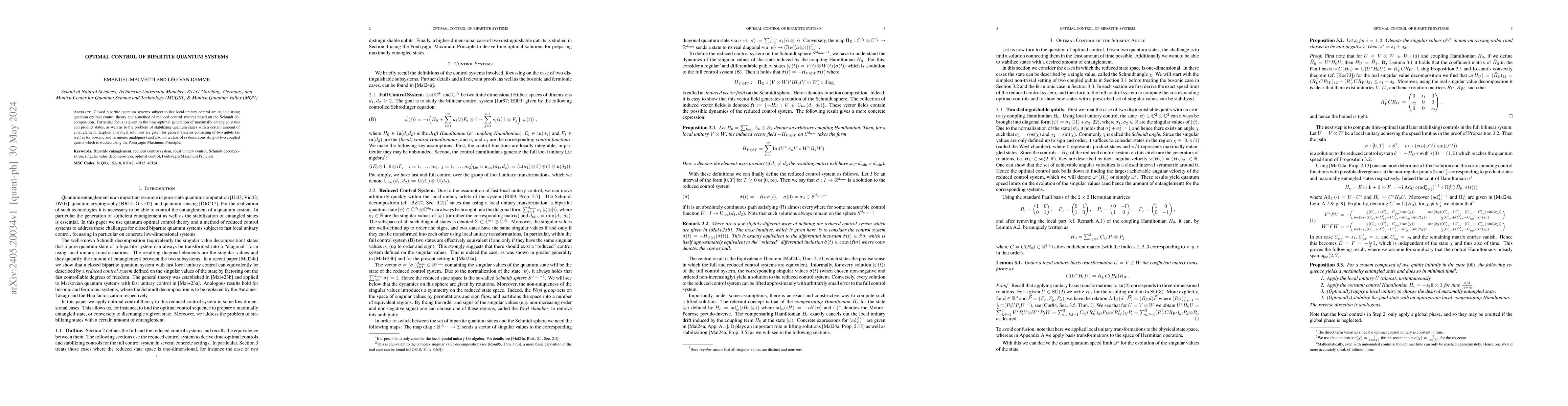 Thumbnail for Optimal Control of Bipartite Quantum Systems