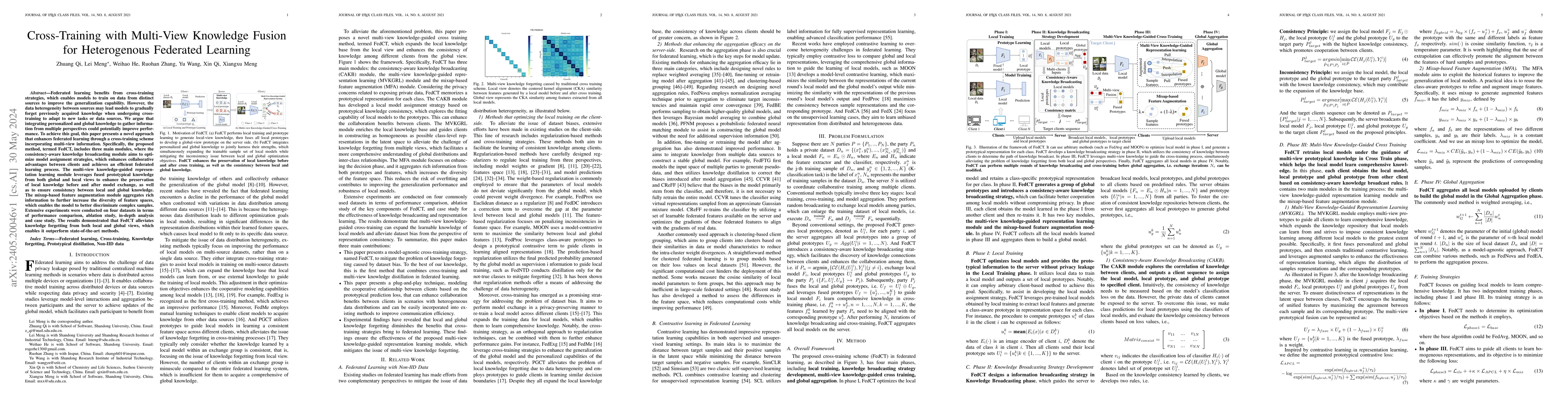 Thumbnail for Cross-Training with Multi-View Knowledge Fusion for Heterogenous
  Federated Learning