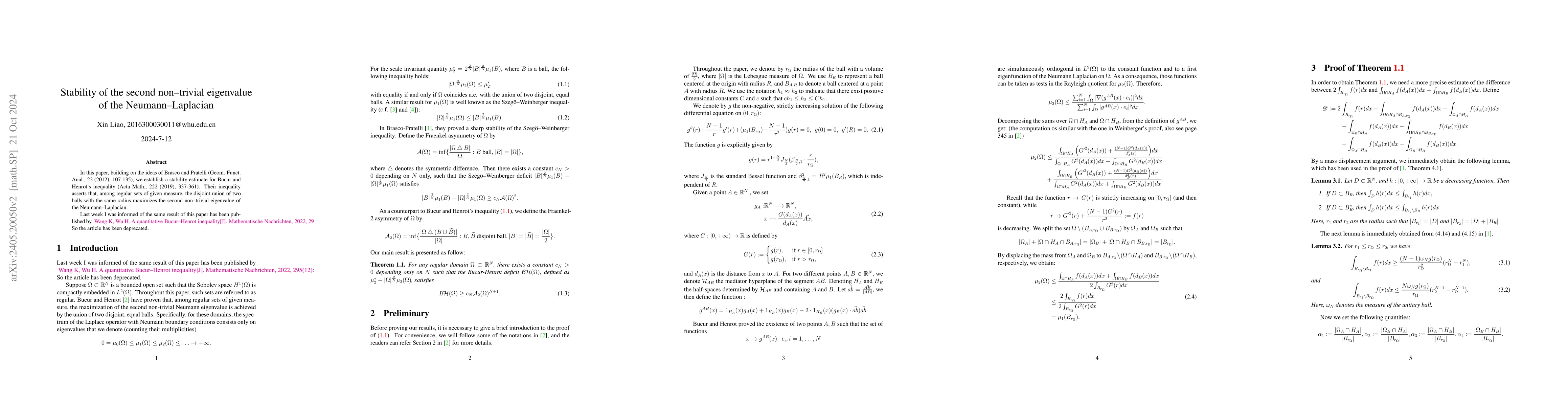 Thumbnail for Stability of the second non trivial eigenvalue of the Neumann Laplacian