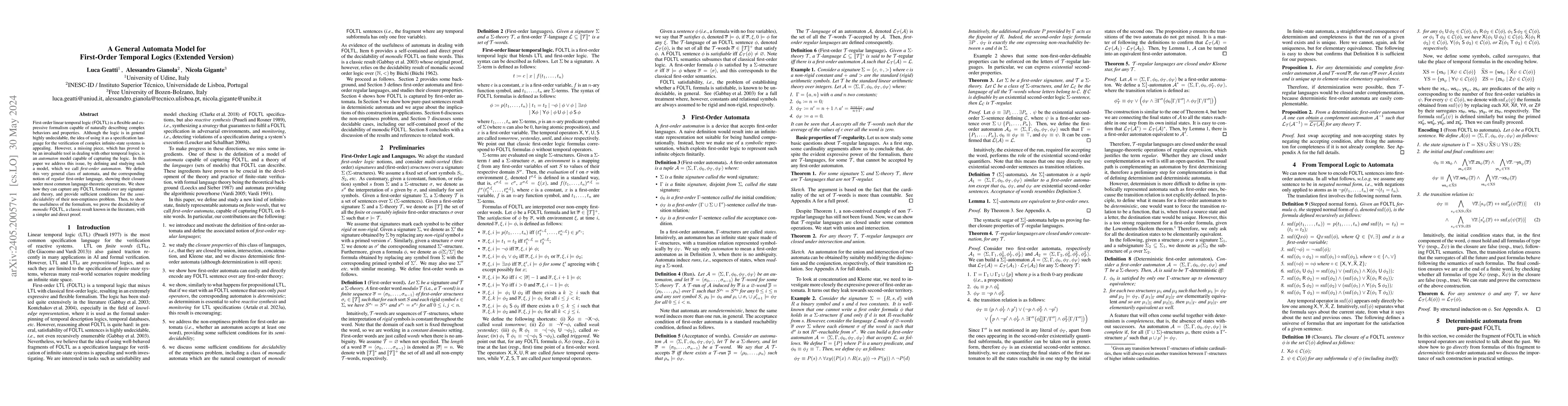 Thumbnail for A General Automata Model for First-Order Temporal Logics (Extended
  Version)