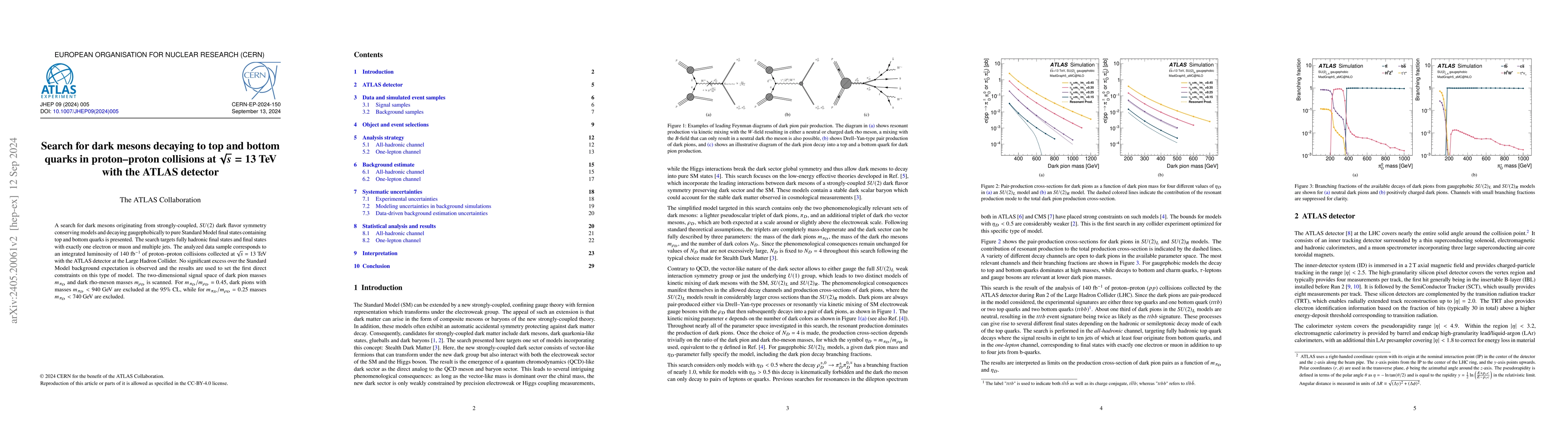Thumbnail for Search for dark mesons decaying to top and bottom quarks in
  proton-proton collisions at $\sqrt{s}=13$ TeV with the ATLAS detector
