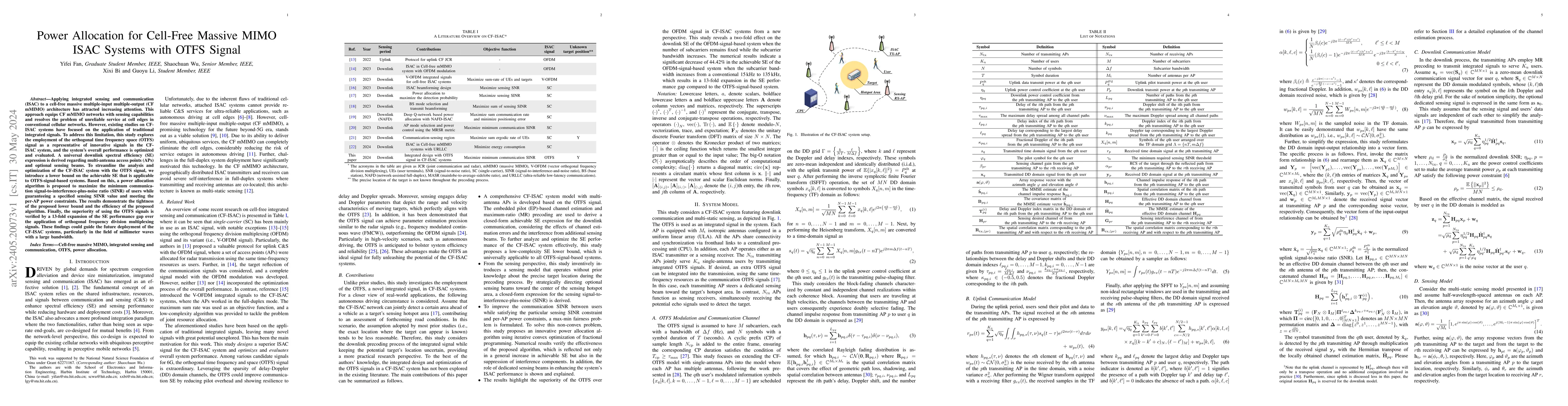 Thumbnail for Power Allocation for Cell-Free Massive MIMO ISAC Systems with OTFS
  Signal