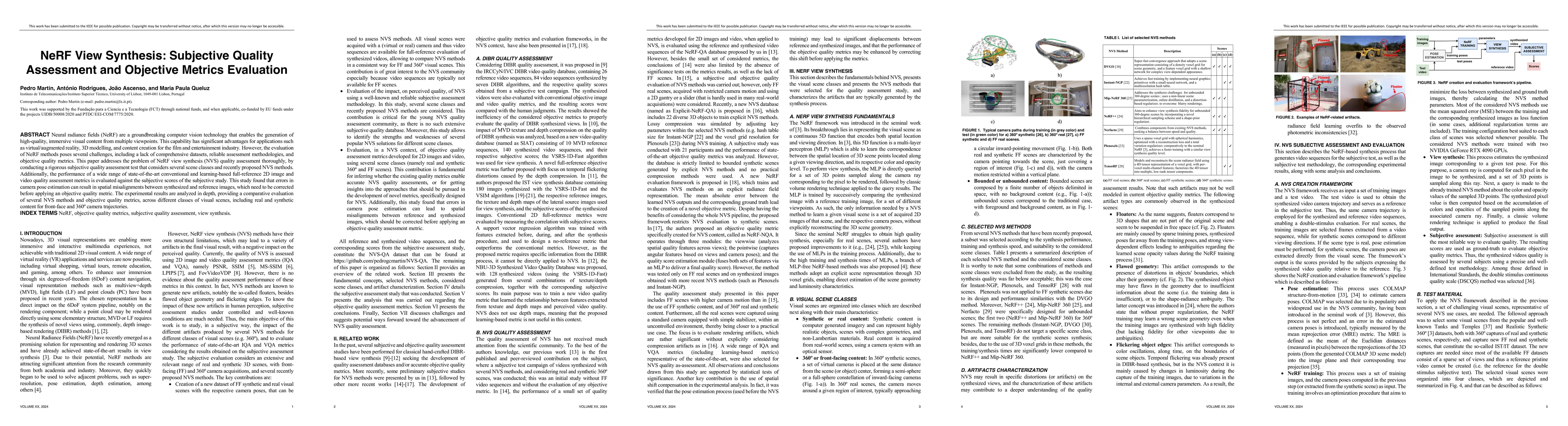 Thumbnail for NeRF View Synthesis: Subjective Quality Assessment and Objective Metrics
  Evaluation