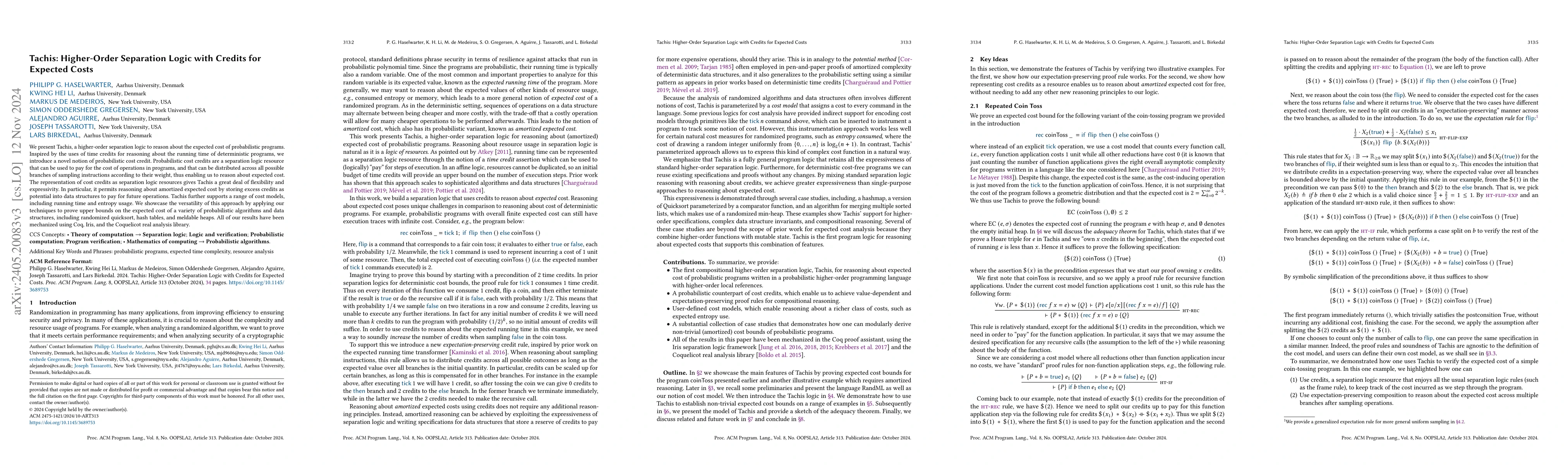 Thumbnail for Tachis: Higher-Order Separation Logic with Credits for Expected Costs