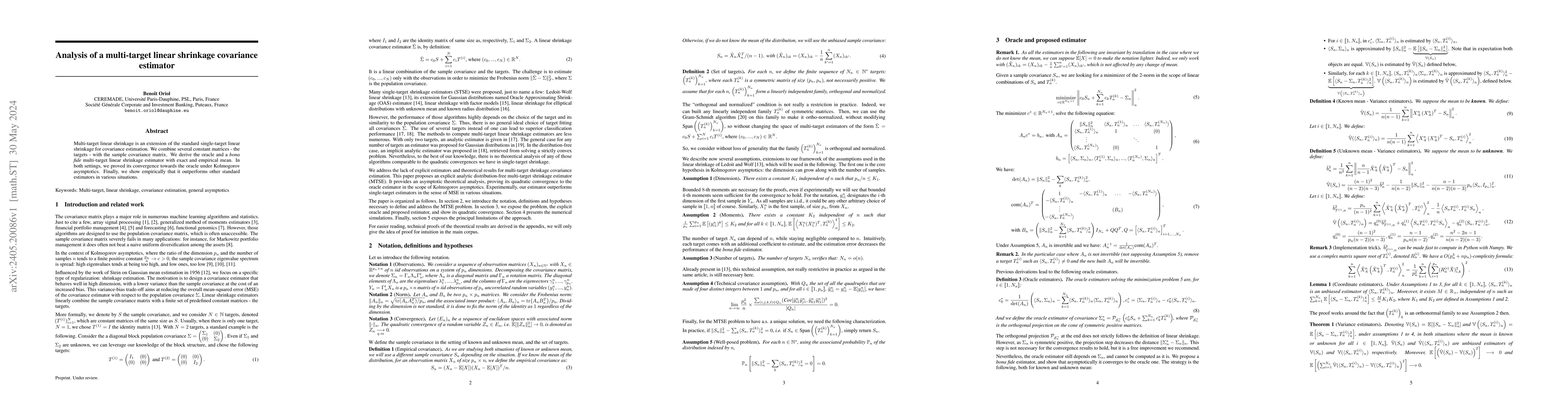 Thumbnail for Analysis of a multi-target linear shrinkage covariance estimator