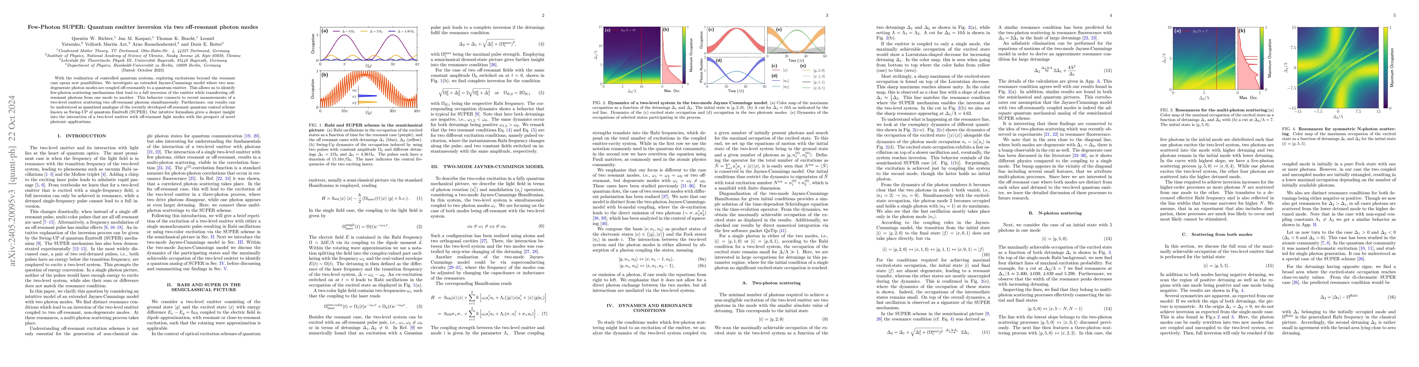 Thumbnail for Few-Photon SUPER: Quantum emitter inversion via two off-resonant photon
  modes