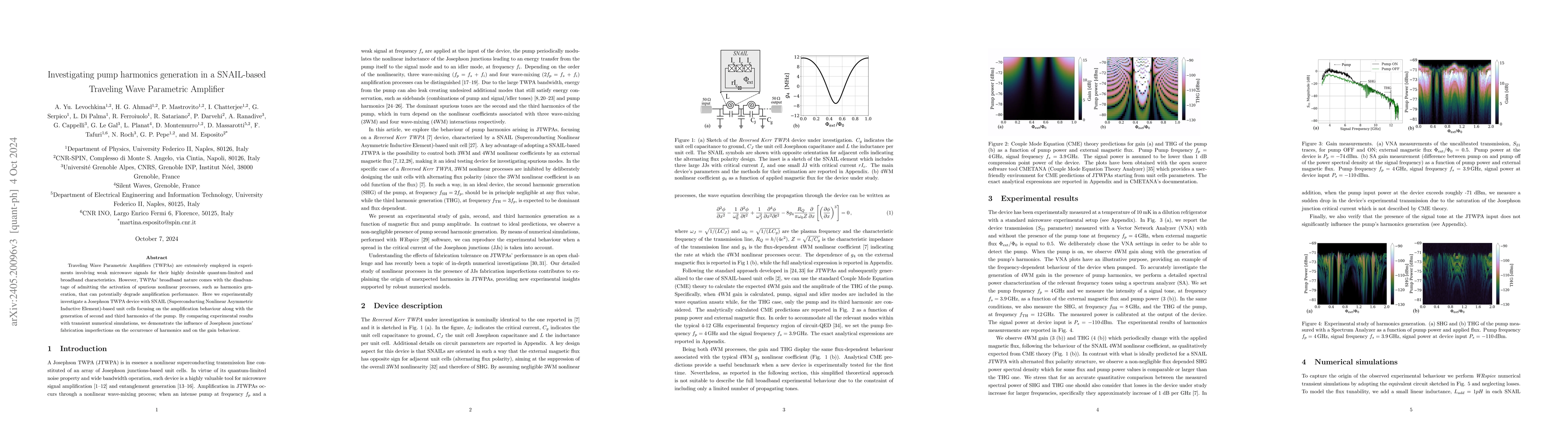 Thumbnail for Investigating pump harmonics generation in a SNAIL-based Traveling Wave
  Parametric Amplifier