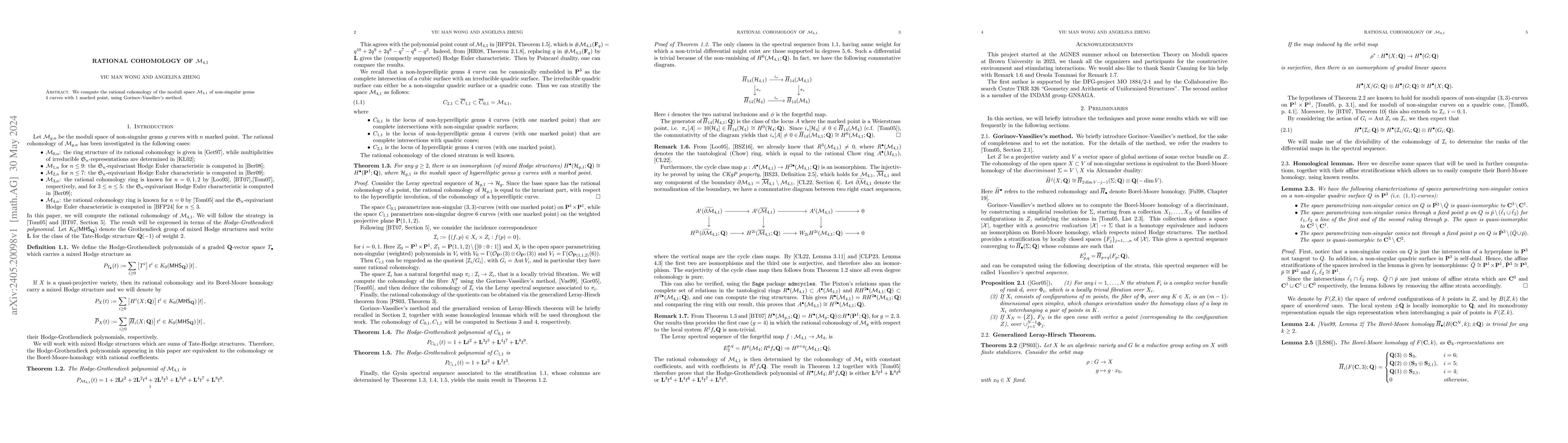 Thumbnail for Rational cohomology of $\mathcal M_{4,1}$