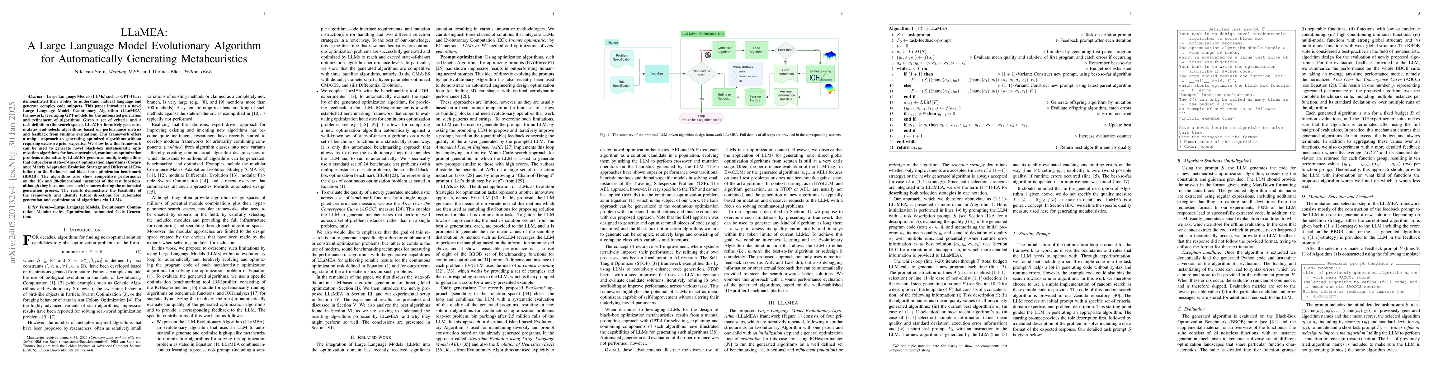 Thumbnail for LLaMEA: A Large Language Model Evolutionary Algorithm for Automatically
  Generating Metaheuristics