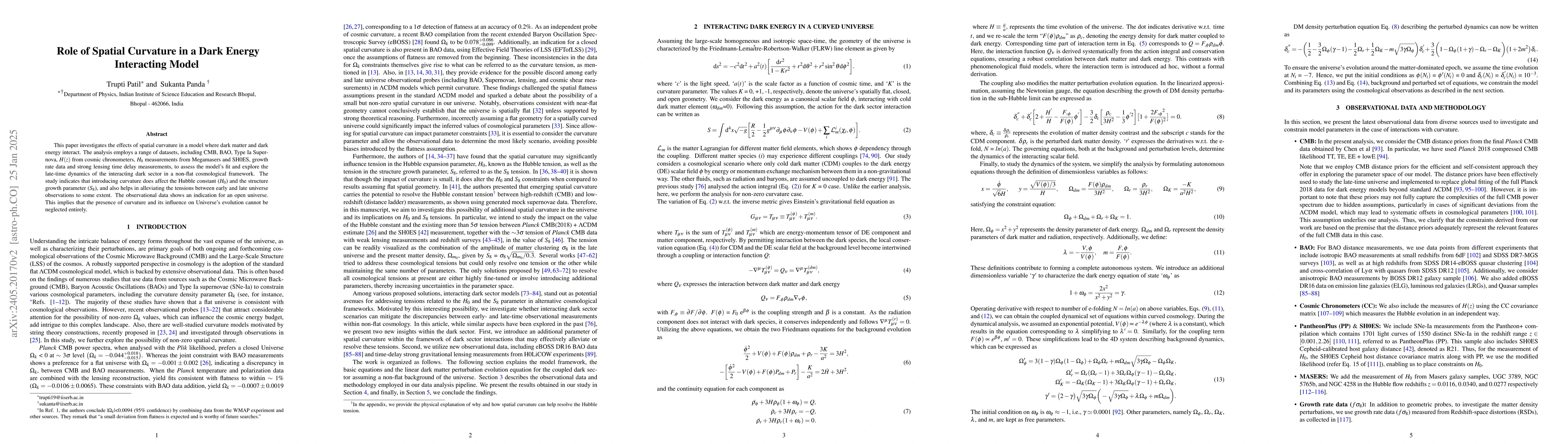 Thumbnail for Role of Spatial Curvature in a Dark Energy Interacting Model
