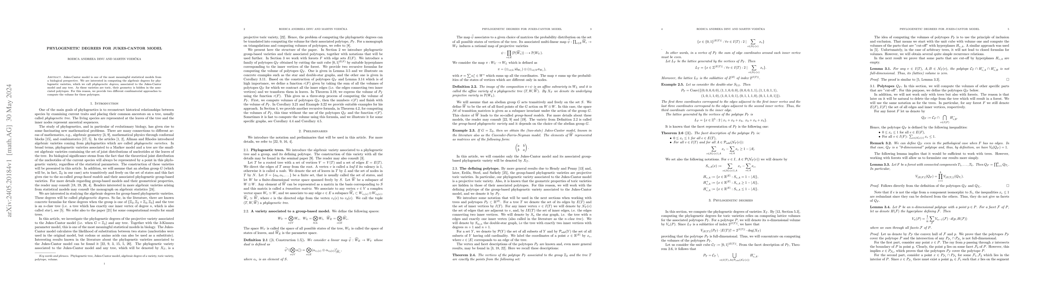Thumbnail for Phylogenetic degrees for Jukes-Cantor model