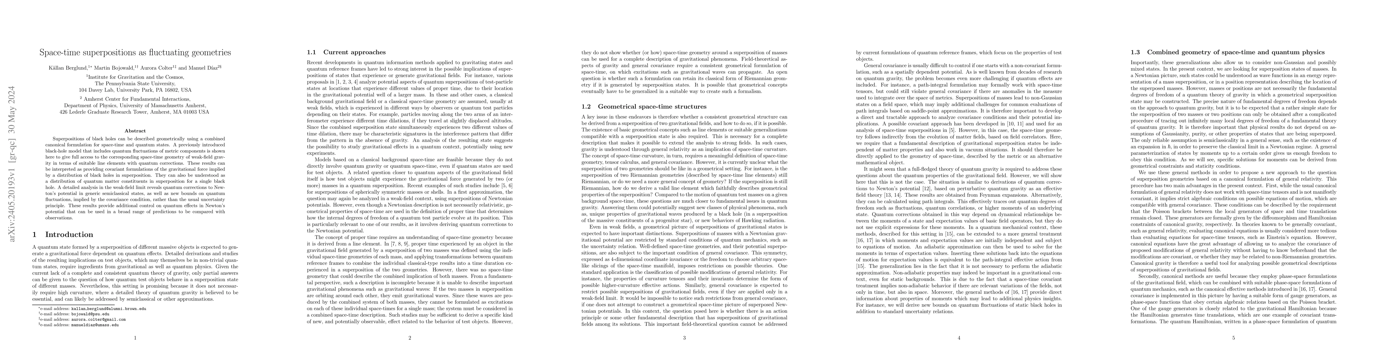 Thumbnail for Space-time superpositions as fluctuating geometries