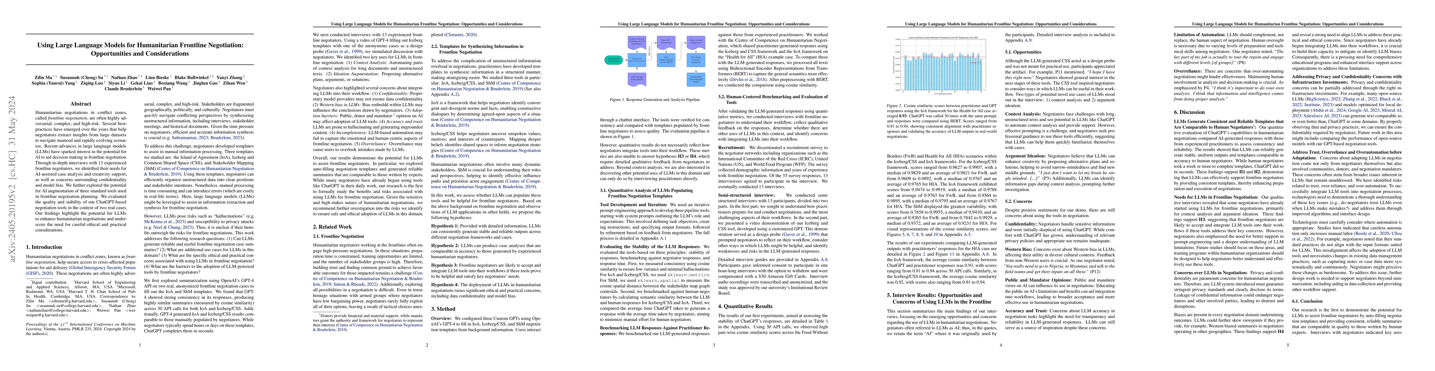 Thumbnail for Using Large Language Models for Humanitarian Frontline Negotiation:
  Opportunities and Considerations