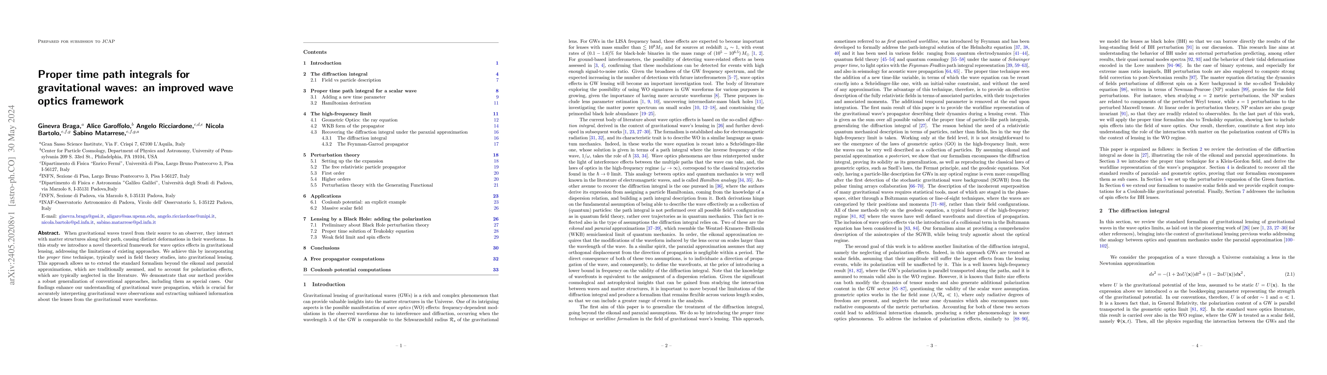 Thumbnail for Proper time path integrals for gravitational waves: an improved wave
  optics framework