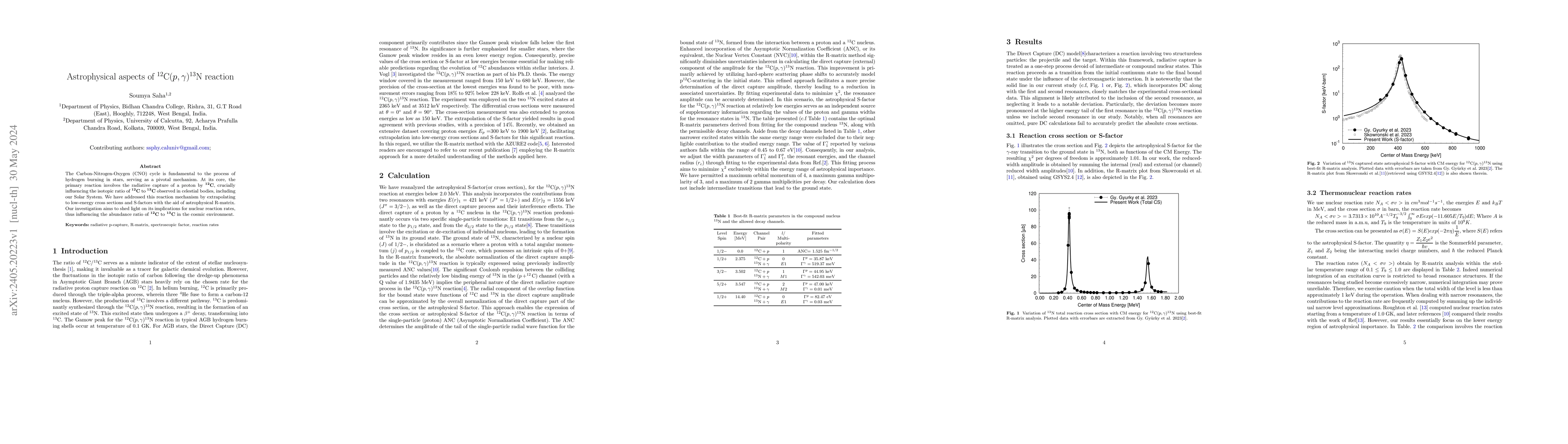 Thumbnail for Astrophysical aspects of $^{12}$C$(p,{\gamma})^{13}$N reaction