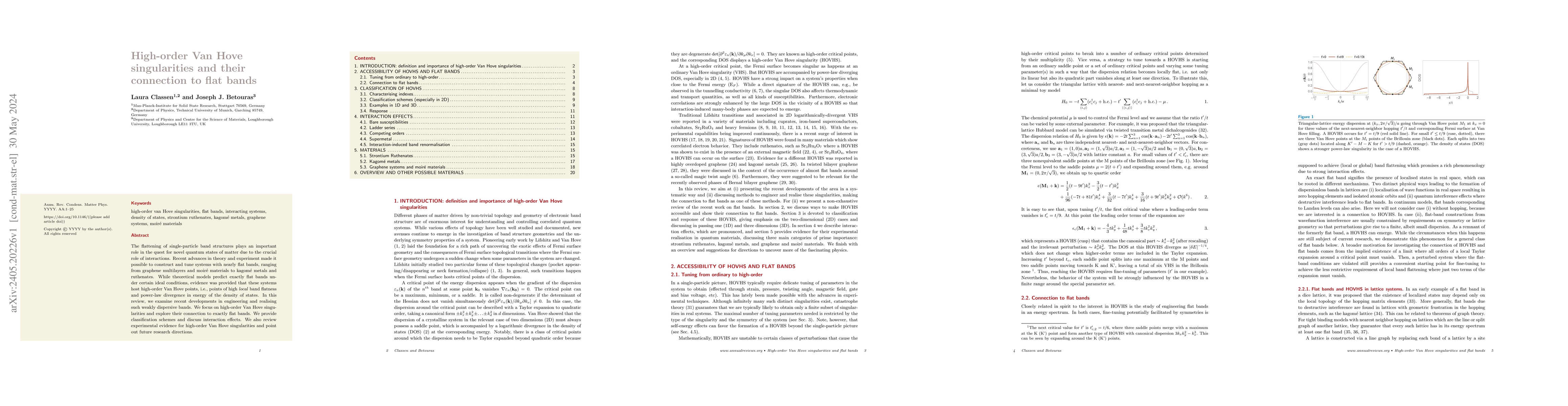 Thumbnail for High-order Van Hove singularities and their connection to flat bands