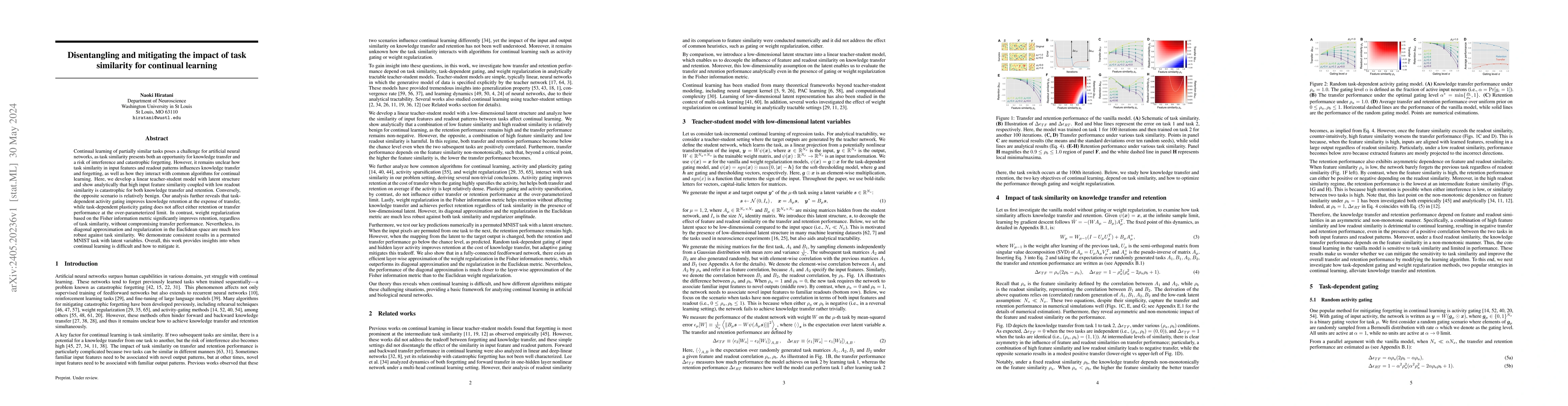 Thumbnail for Disentangling and Mitigating the Impact of Task Similarity for Continual
  Learning