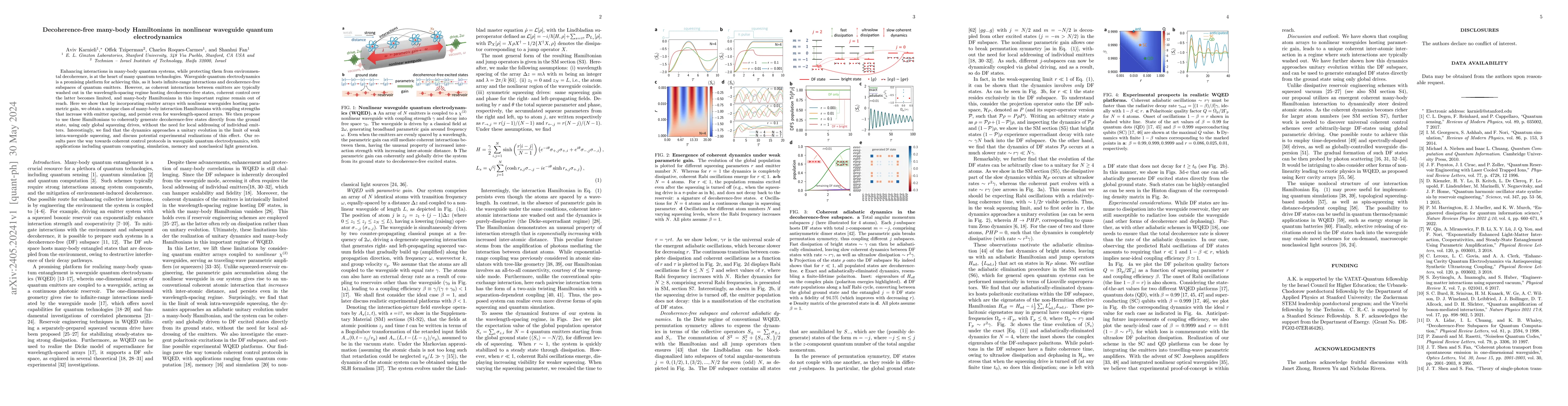 Thumbnail for Decoherence-free many-body Hamiltonians in nonlinear waveguide quantum
  electrodynamics