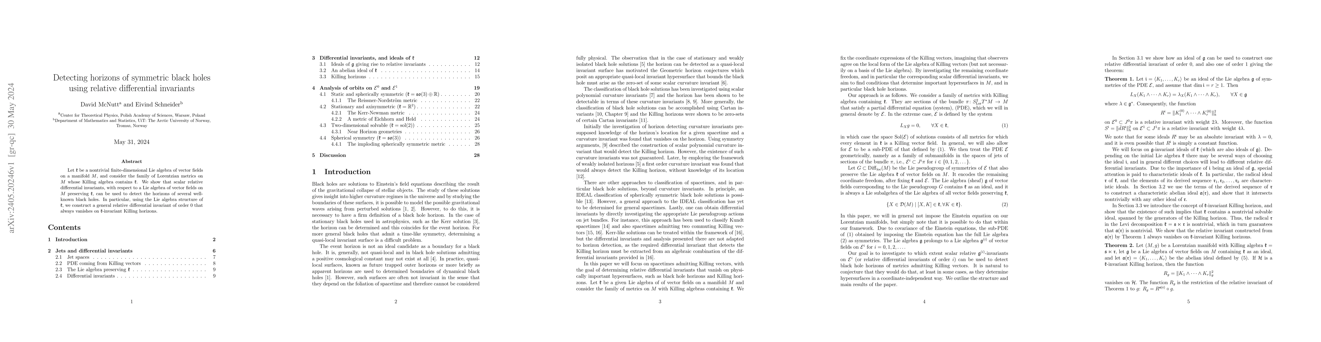 Thumbnail for Detecting horizons of symmetric black holes using relative differential
  invariants