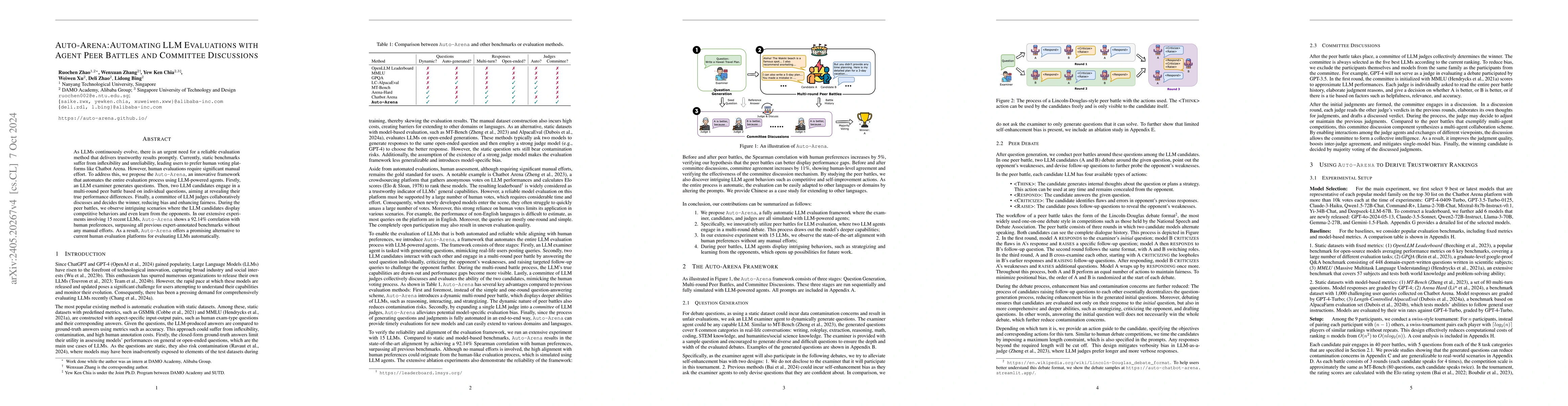 Thumbnail for Auto Arena of LLMs: Automating LLM Evaluations with Agent Peer-battles
  and Committee Discussions