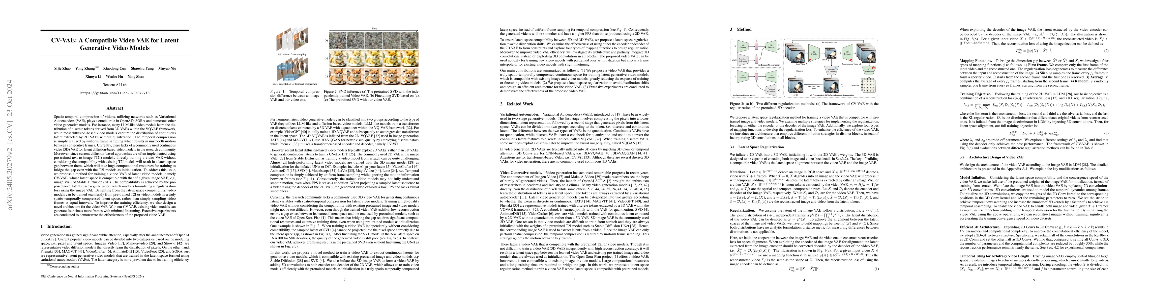 Thumbnail for CV-VAE: A Compatible Video VAE for Latent Generative Video Models